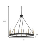 Black And Gold Candle Style Twelve Light Metal Dimmable Chandelier