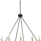Black And Gold Candle Style Twelve Light Metal Dimmable Chandelier