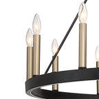 Black And Gold Candle Style Twelve Light Metal Dimmable Chandelier