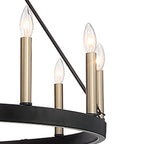 Black And Gold Candle Style Twelve Light Metal Dimmable Chandelier