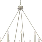 Silver Candle Style Twelve Light Metal Dimmable Chandelier