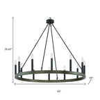 Black Candle Style Twelve Light Metal Dimmable Chandelier