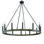 Black Candle Style Twelve Light Metal Dimmable Chandelier