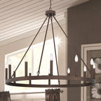 Bronze Candle Style Twelve Light Metal Dimmable Chandelier
