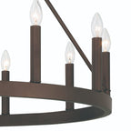 Bronze Candle Style Twelve Light Metal Dimmable Chandelier
