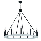 Black And White Candle Style Twelve Light Metal Dimmable Chandelier