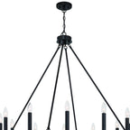Black And White Candle Style Twelve Light Metal Dimmable Chandelier