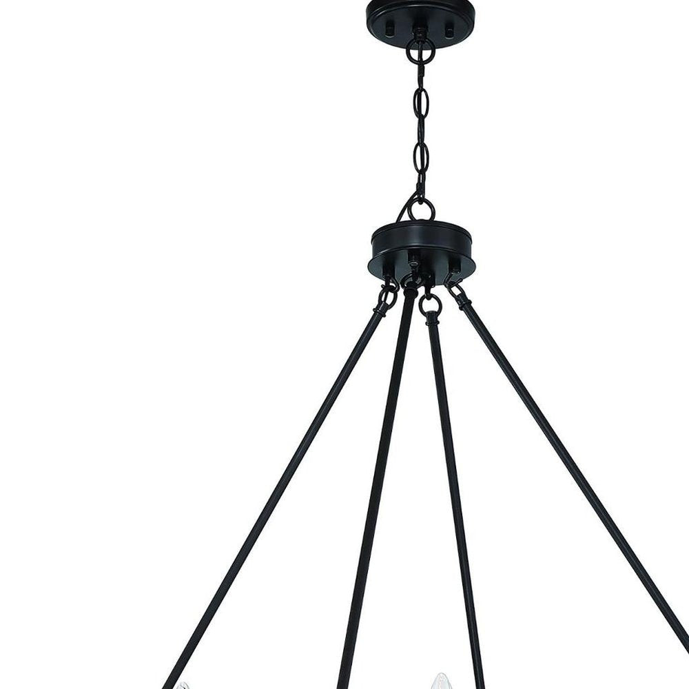 Black And White Candle Style Twelve Light Metal Dimmable Chandelier