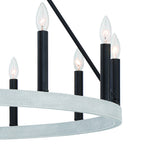 Black And White Candle Style Twelve Light Metal Dimmable Chandelier