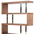 67" Walnut Manufactured Wood Four Tier Zig Zag Bookcase