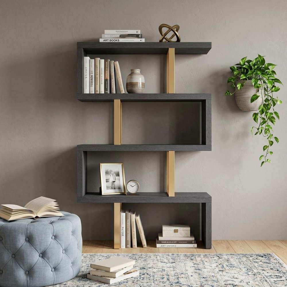 Gold And Gray Four Tier Bookcase