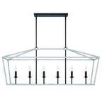 Black And White Candle Style Six Light Metal Dimmable Chandelier