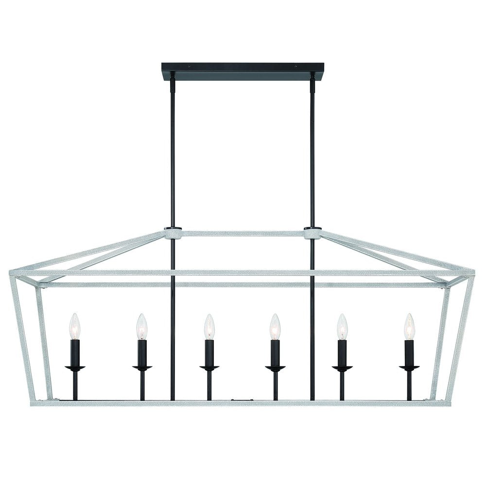 Black And White Candle Style Six Light Metal Dimmable Chandelier