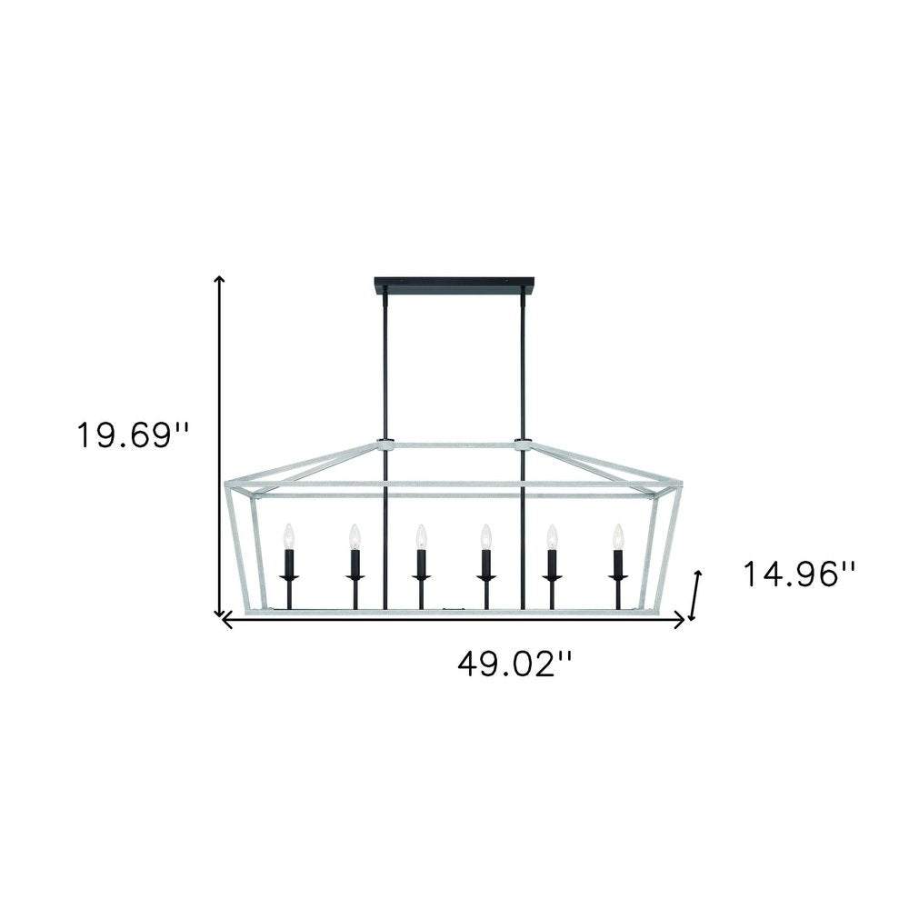 Black And White Candle Style Six Light Metal Dimmable Chandelier