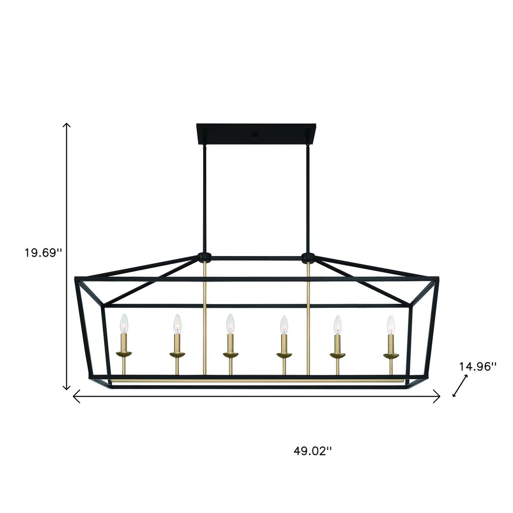 Black And Gold Candle Style Six Light Metal Dimmable Chandelier