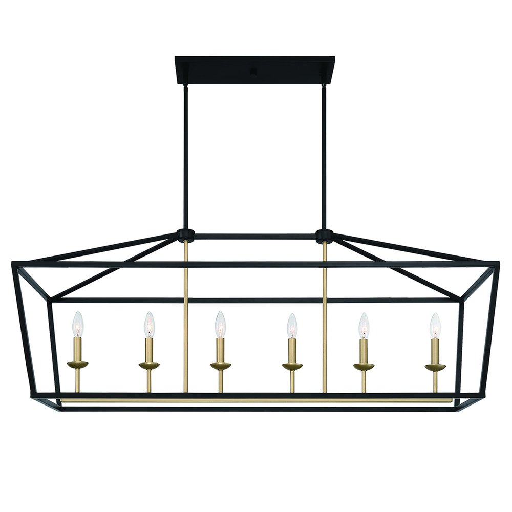 Black And Gold Candle Style Six Light Metal Dimmable Chandelier