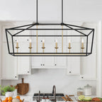 Black And Gold Candle Style Six Light Metal Dimmable Chandelier
