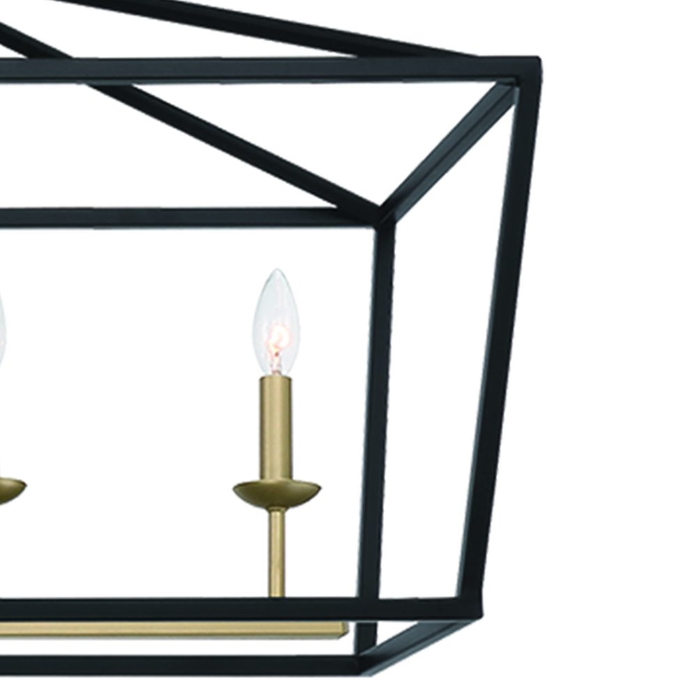 Black And Gold Candle Style Six Light Metal Dimmable Chandelier