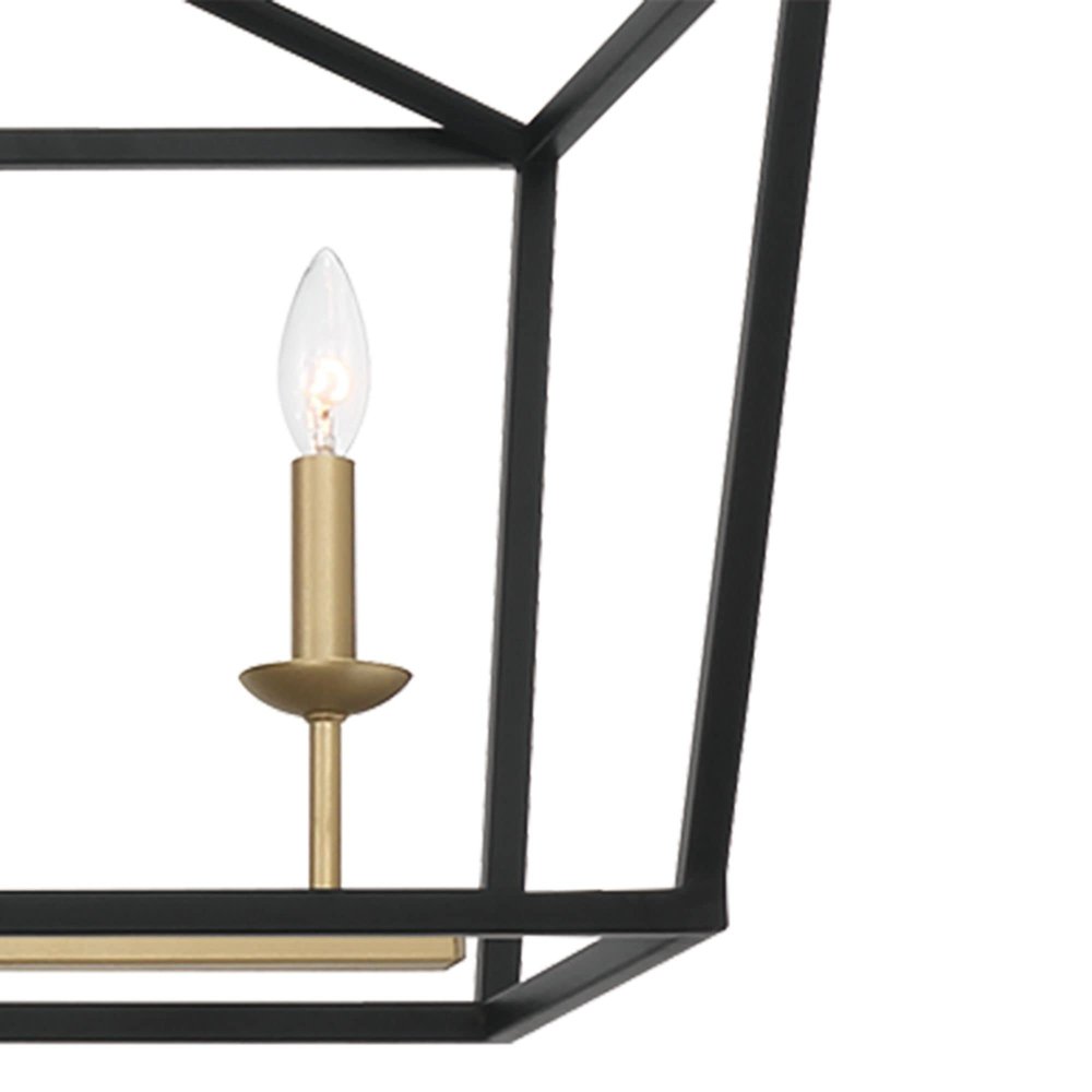 Black And Gold Candle Style Six Light Metal Dimmable Chandelier