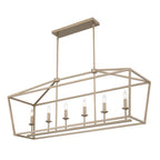 Brass Candle Style Six Light Metal Dimmable Chandelier