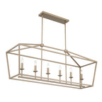 Brass Candle Style Six Light Metal Dimmable Chandelier
