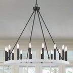 Black And White Candle Style Multi Light Metal Dimmable Chandelier