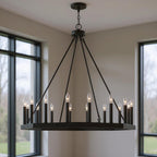 Black Candle Style Multi Light Metal Dimmable Chandelier