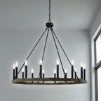 Brown And Black Candle Style Multi Light Metal Dimmable Chandelier