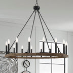 Brown And Black Candle Style Multi Light Metal Dimmable Chandelier
