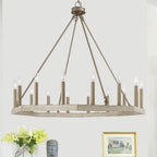 Brass Candle Style Multi Light Metal Dimmable Flush Chandelier
