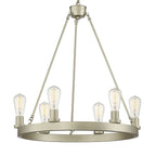 Silver Candle Style Six Light Metal Dimmable Chandelier