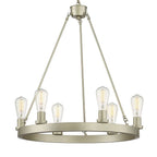 Silver Candle Style Six Light Metal Dimmable Chandelier