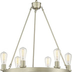 Silver Candle Style Six Light Metal Dimmable Chandelier