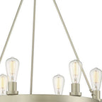 Silver Candle Style Six Light Metal Dimmable Chandelier