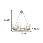 Silver Candle Style Six Light Metal Dimmable Chandelier