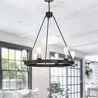 Black And Gold Candle Style Six Light Metal Dimmable Chandelier