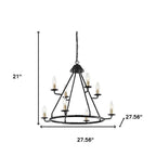 Black And Gold Candle Style Eight Light Metal Dimmable Chandelier