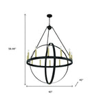 Black And Gold Candle Style Twelve Light Metal Dimmable Chandelier