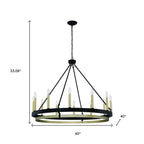 Black Candle Style Twelve Light Metal Dimmable Chandelier