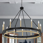 Black Candle Style Twelve Light Metal Dimmable Chandelier
