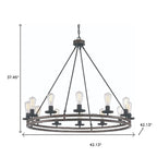 Brown And Black Candle Style Twelve Light Metal Dimmable Chandelier