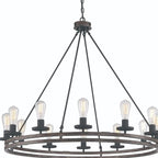 Brown And Black Candle Style Twelve Light Metal Dimmable Chandelier