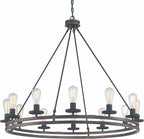 Brown And Black Candle Style Twelve Light Metal Dimmable Chandelier