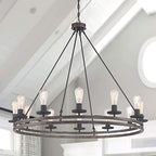 Brown And Black Candle Style Twelve Light Metal Dimmable Chandelier