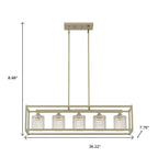 Silver Kitchen Island Five Light Metal Dimmable Chandelier With Clear Shades