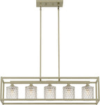 Silver Kitchen Island Five Light Metal Dimmable Chandelier With Clear Shades