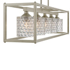 Silver Kitchen Island Five Light Metal Dimmable Chandelier With Clear Shades