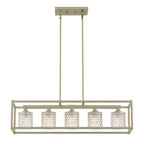 Silver Kitchen Island Five Light Metal Dimmable Chandelier With Clear Shades
