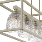 Clear Kitchen Island Five Light Metal Dimmable Chandelier With Clear Shades