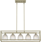 Clear Kitchen Island Five Light Metal Dimmable Chandelier With Clear Shades